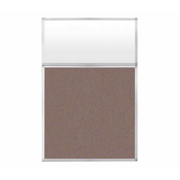 Hush Panel Configurable Cubicle Partition 4' x 6' W/ Window Latte Fabric Frosted Window